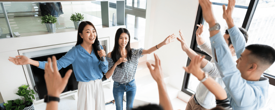 People singing karaoke