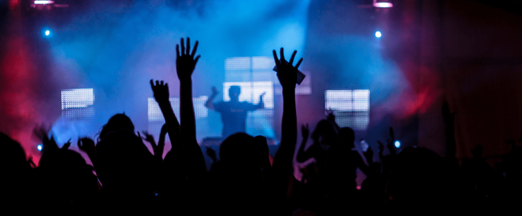View from crowd looking at DJ
