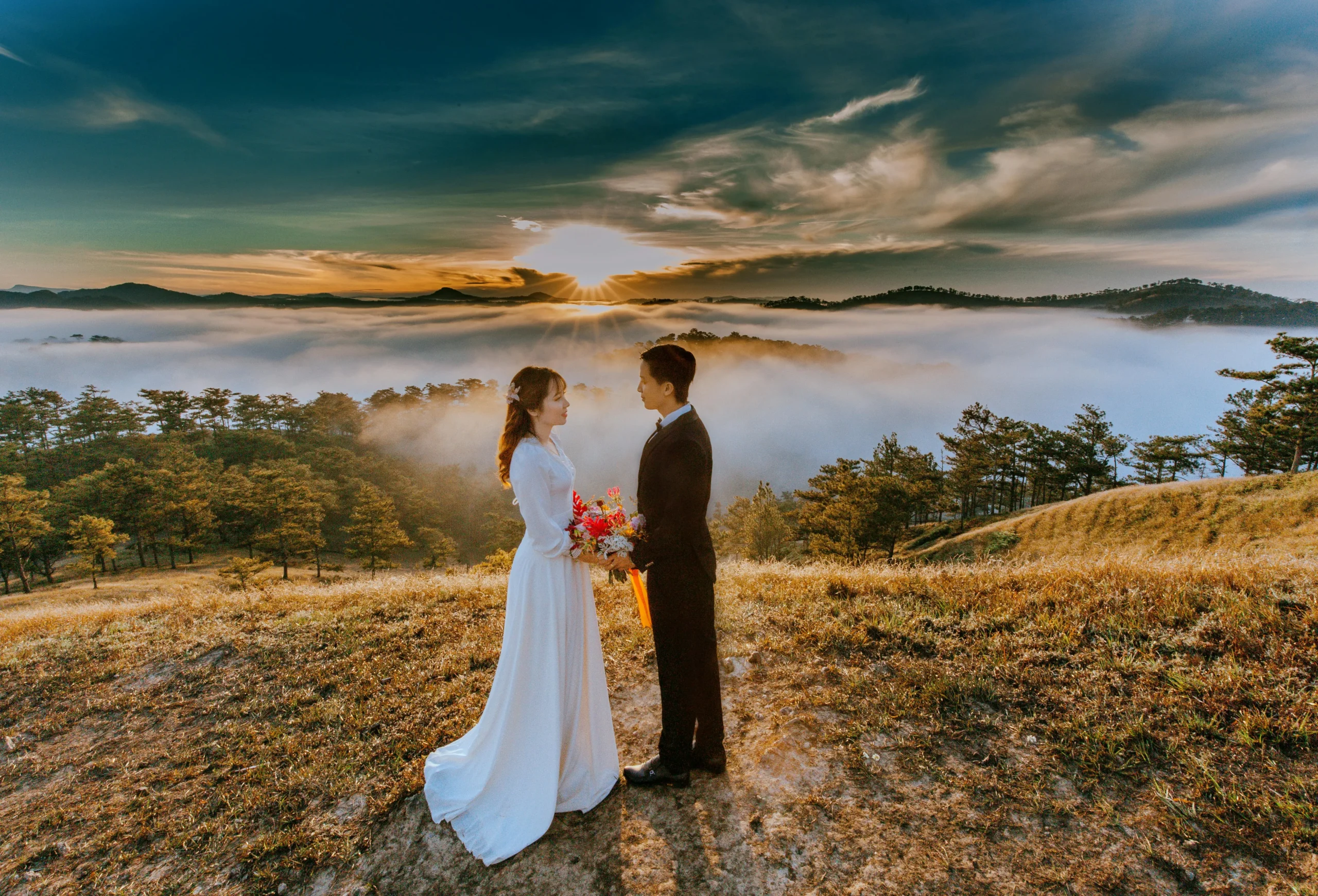 Natural background wedding photo