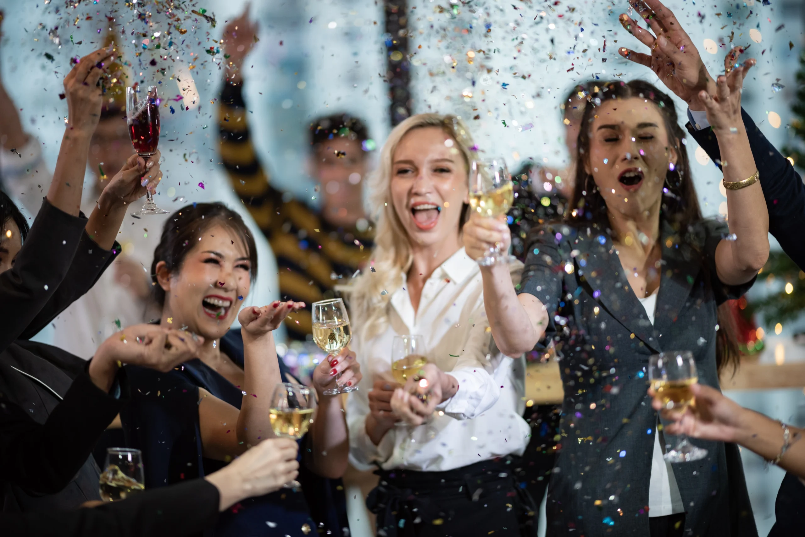 Professionals drinking champaign