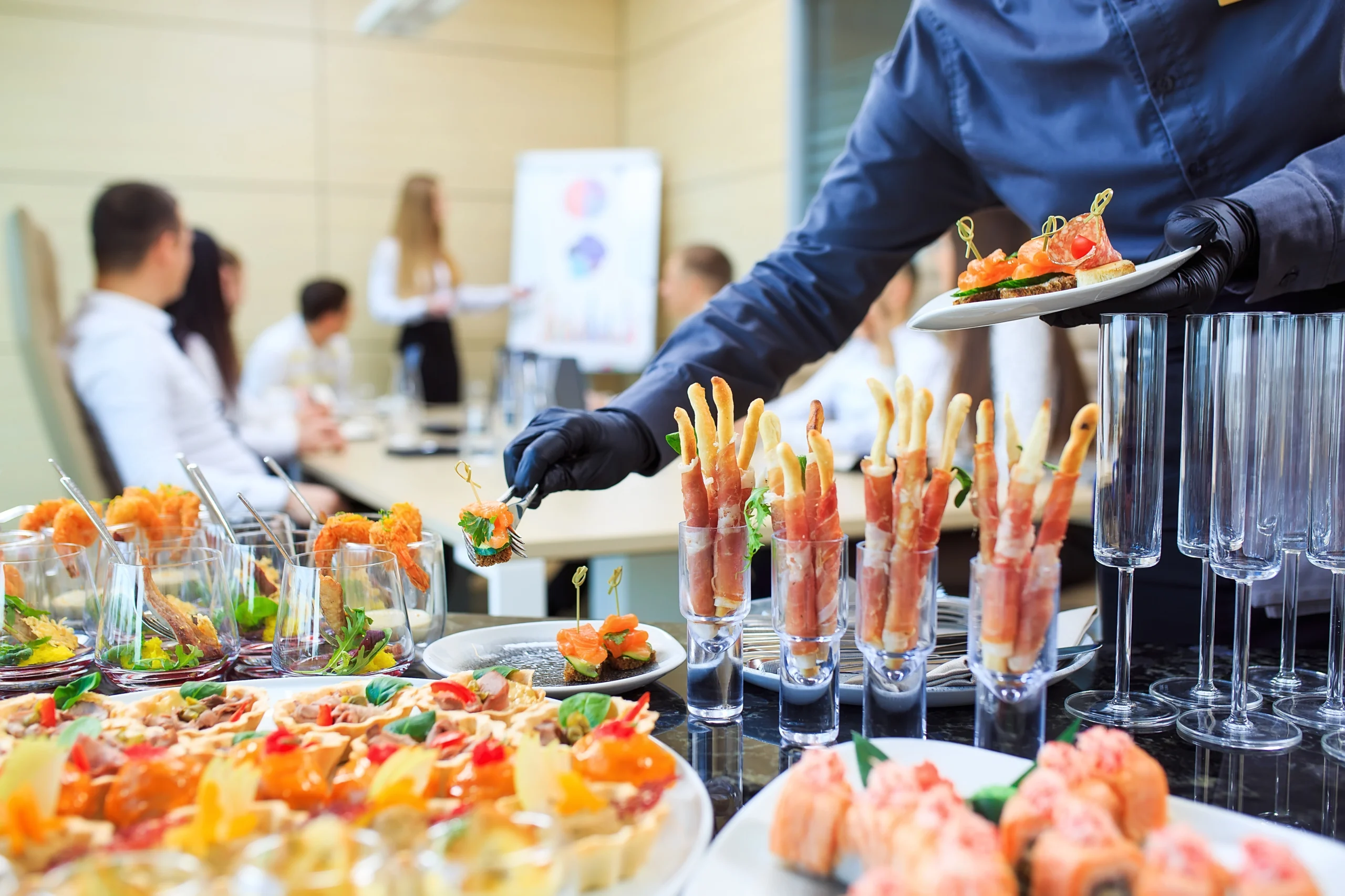 Chef preparing and presenting food